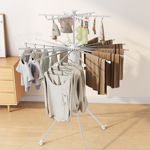 Wholesale Cylinder Collapsible Drying Rack Supplier Octopus Clothing Rack Double Layer With Clips Laundry Clothes Drying Rack