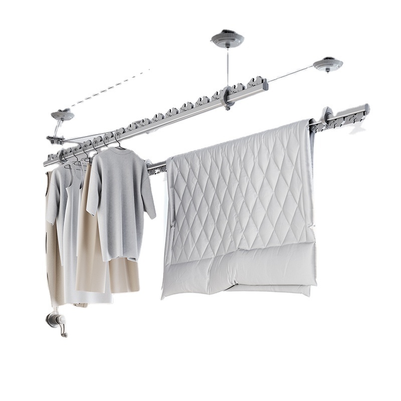 Premium Aluminum Alloy Clothes Drying Racks Manual Heavy Duty Windproof Balcony Ceiling Mounted Clothes Drying Rack Wholesale