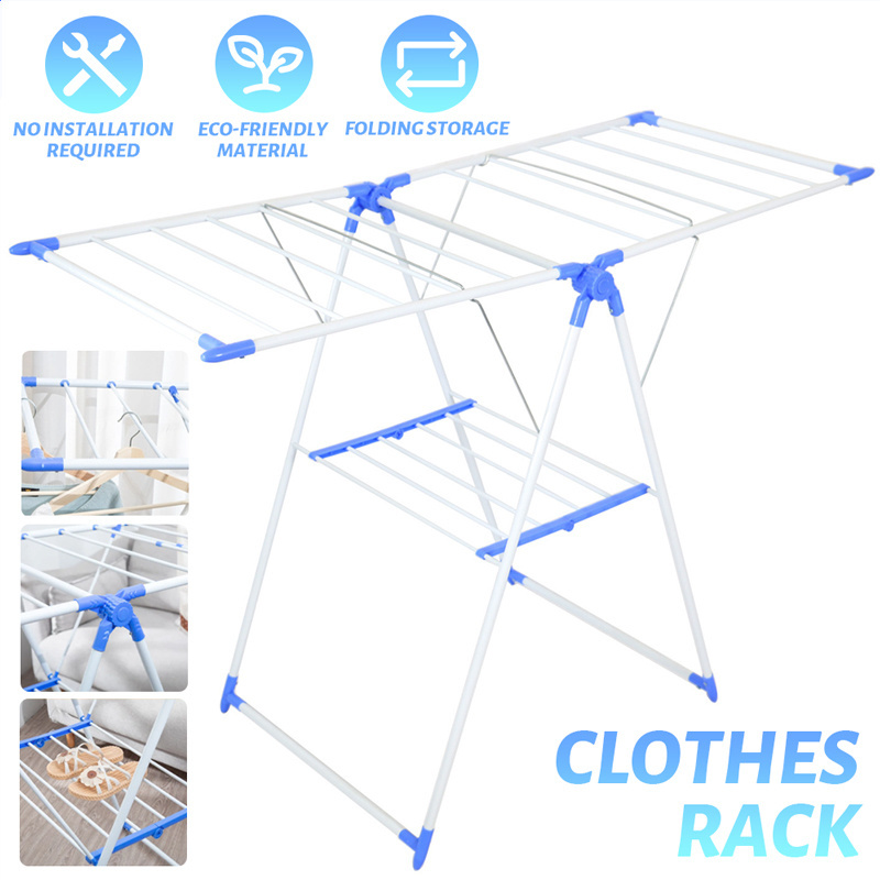 Freestanding Clothes Drying Rack Indoor Outdoor Household Collapsible Gullwing Drying Rack Wholesale Metal Clothes Hanger