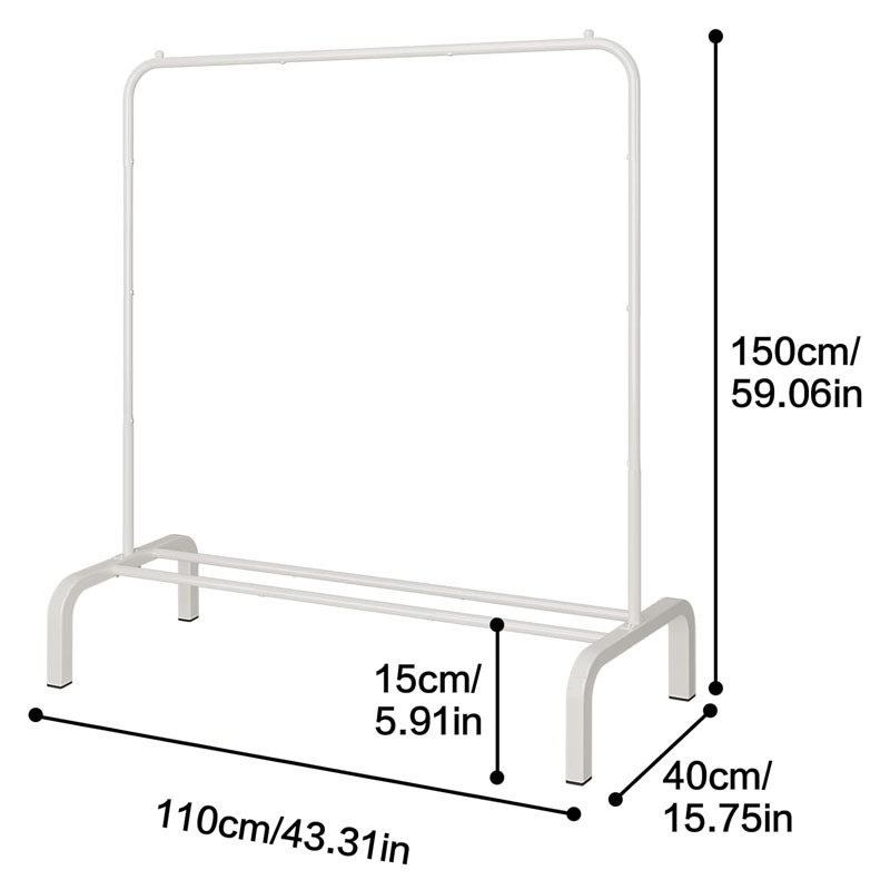 Dieyuan Houseware Classic Garment Rack Wholesale Simple White Clothing Hanger with Bottom Shelf Household  Clothes Rack