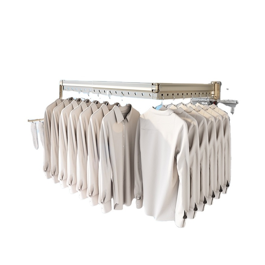 Luxury Aluminum Extended Grey Wall Laundry Hanger folding laundry wall mounted clothes drying racks