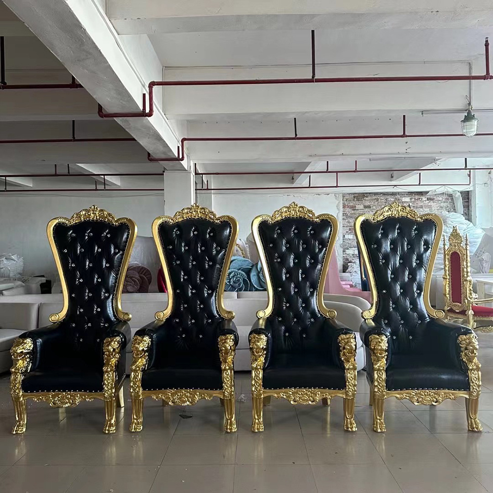 Royal Gold Lion King Throne Chairs Banque Queen Chair For Wedding Events Decoration