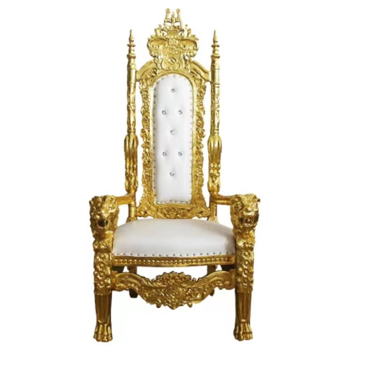 Luxury King and Queen High Back Cheaper European Neoclassical Carved King Throne Chairs For Wedding