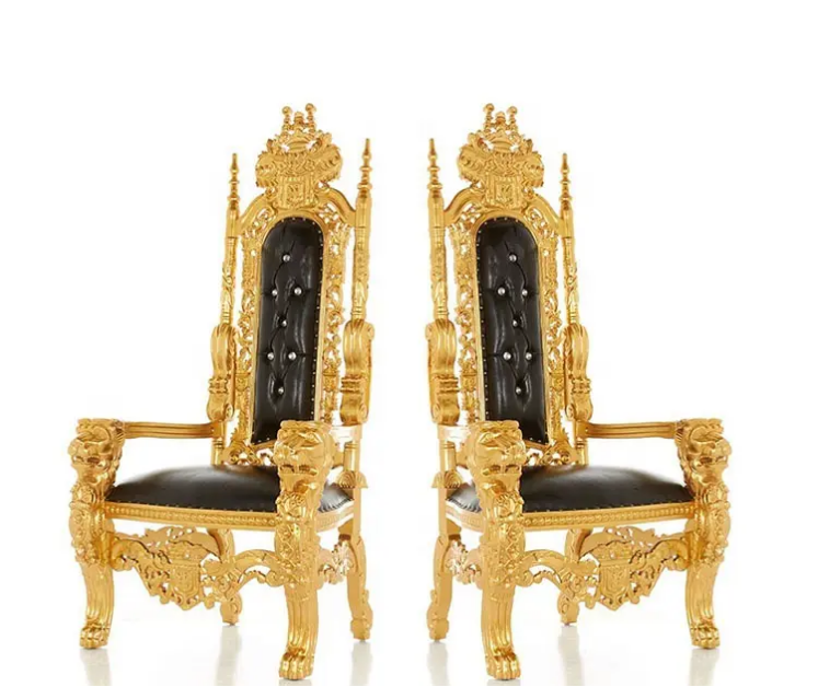 Luxury King and Queen High Back Cheaper European Neoclassical Carved King Throne Chairs For Wedding