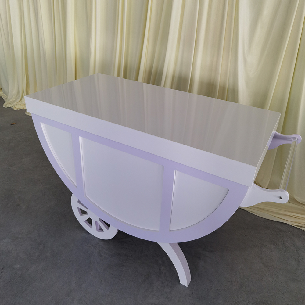 Mini white acrylic carte d'or ice cream hand mobile coffee cart flower display for party birthday wedding events