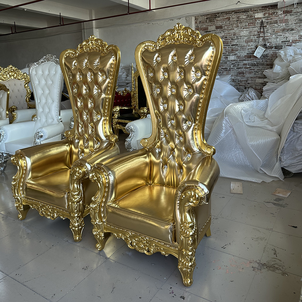 Royal Gold Lion King Throne Chairs Banque Queen Chair For Wedding Events Decoration