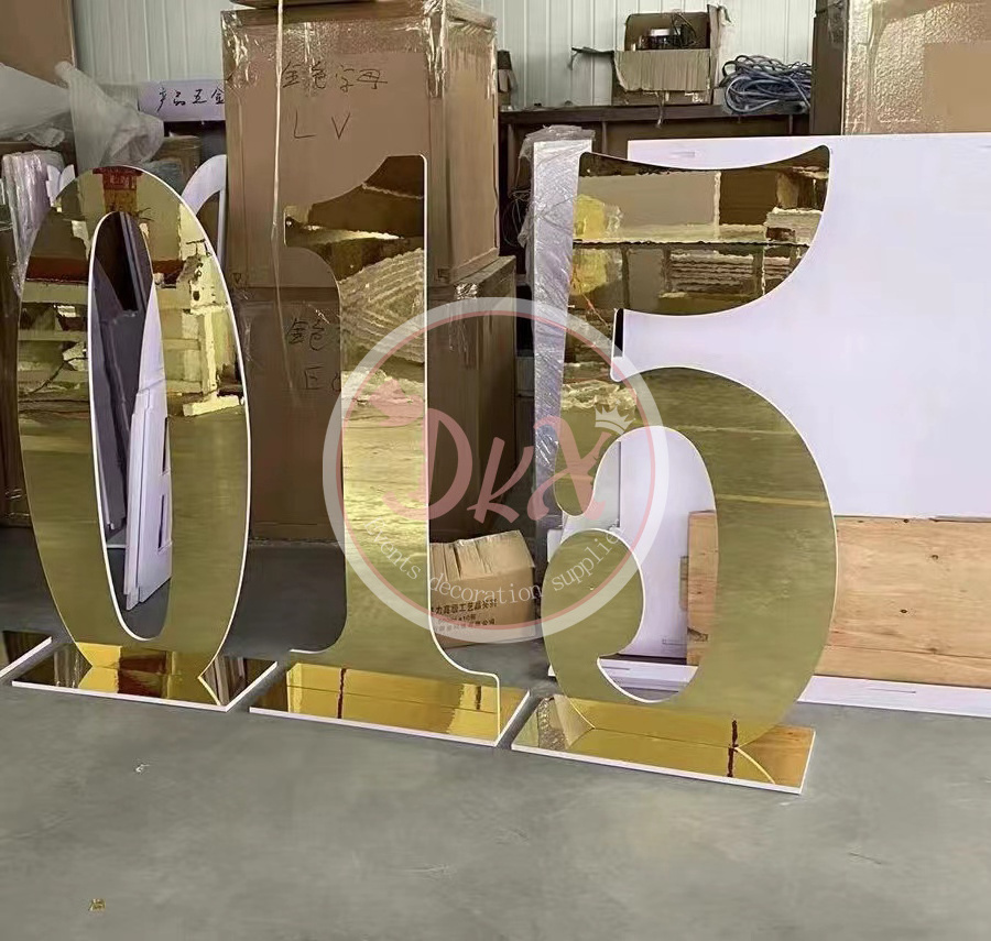 Luxury Acrylic Mirrored 4ft Golden Number Light Neon Number Stand 5ft Backdrop Wedding Decorations Ideal