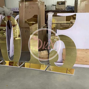 Luxury Acrylic Mirrored 4ft Golden Number Light Neon Number Stand 5ft Backdrop Wedding Decorations Ideal