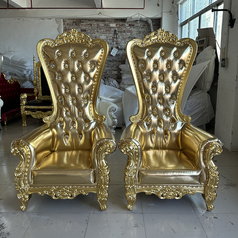 Royal Gold Lion King Throne Chairs Banque Queen Chair For Wedding Events Decoration