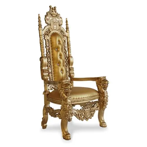 Luxury King and Queen High Back Cheaper European Neoclassical Carved King Throne Chairs For Wedding