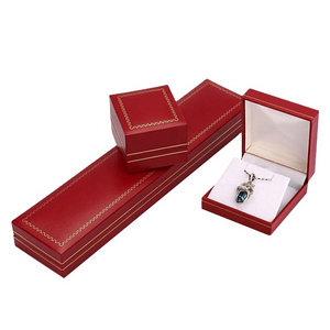 Luxury Custom Logo red color ECO Paper plastic Jewelry packing box for Ring Necklace Bracelet Jewelry Set box