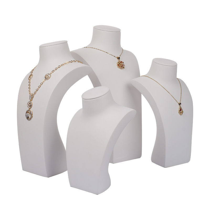 2024 New model Best Price White PU Leather custom color logo necklace stand  Jewelry Display For Jewelry Window Showcase