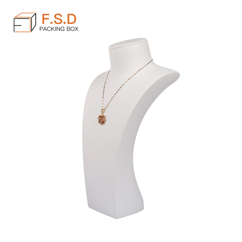 2024 New model Best Price White PU Leather custom color logo necklace stand  Jewelry Display For Jewelry Window Showcase