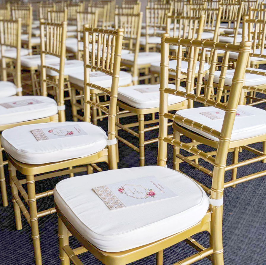 Wholesale acrylic metal stackable party chivari chiavari wedding chair with cushion