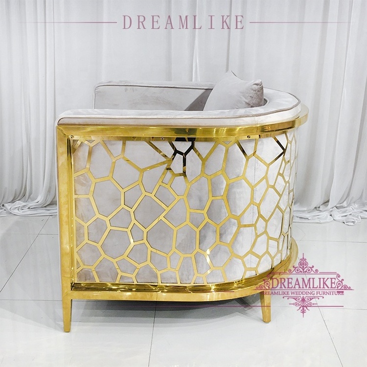 Dreamlike furniture suppliers gold stainless steel white pu leather wedding sofa