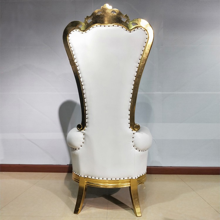 Modern Design King and Queen High Back Throne Chairs Luxury Gold Leather Seating for Restaurant or Bar for Groom and Bride