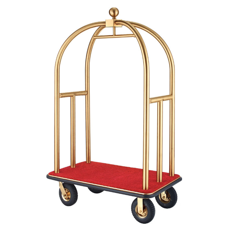 Stainless Steel Hotel Luxury Crown Foldable Bellboy Cart Rack Concierge Barrow Baggage Bellman Trolley Luggage Carts