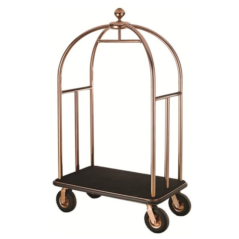 Stainless Steel Hotel Luxury Crown Foldable Bellboy Cart Rack Concierge Barrow Baggage Bellman Trolley Luggage Carts