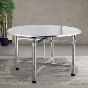 Factory wholesale price round folding stainless steel dining table