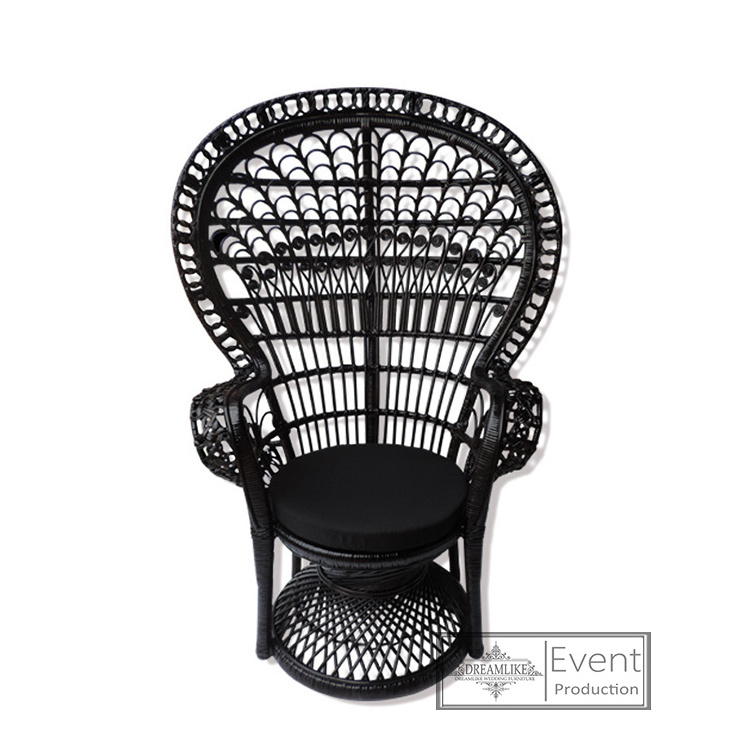 Wholesale Outdoor Furniture Leisure Handmade Natural Rattan Wicker Garden Arm Wooden Lounge Peacock Chair