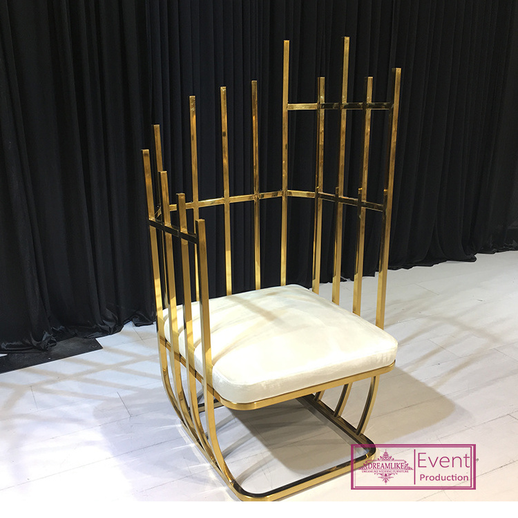 New Design Event Party Hotel Design Gold Stainless Steel Birdcage Wedding Chair For Sale