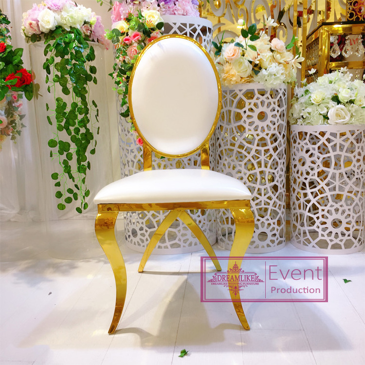 royal flower carved high back golden metal cross legs cozy leather cushion banquet chairs for wedding