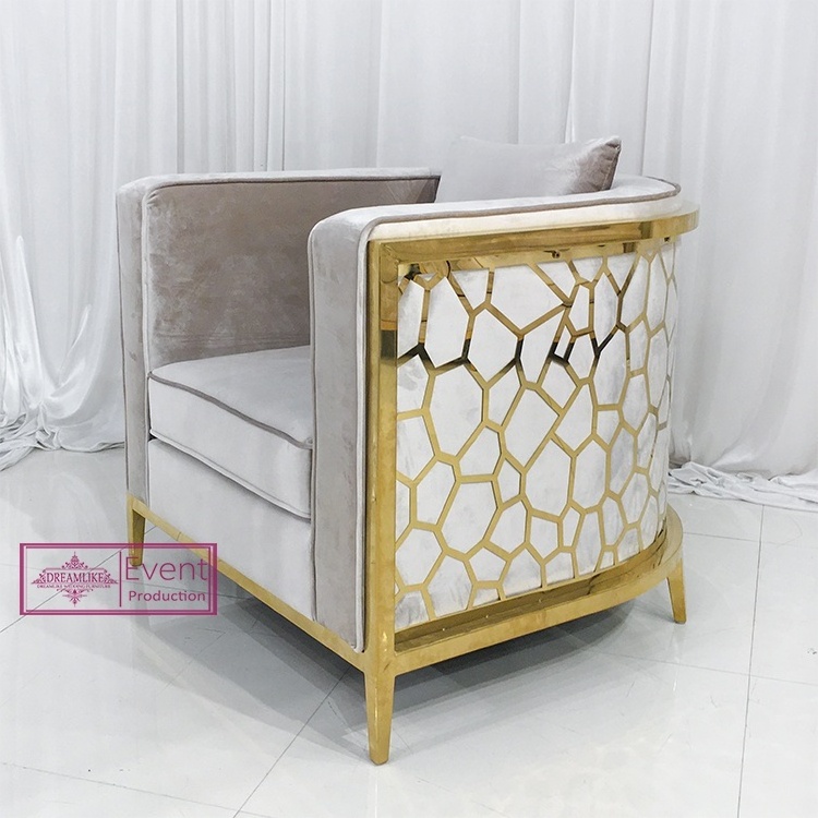 Dreamlike furniture suppliers gold stainless steel white pu leather wedding sofa