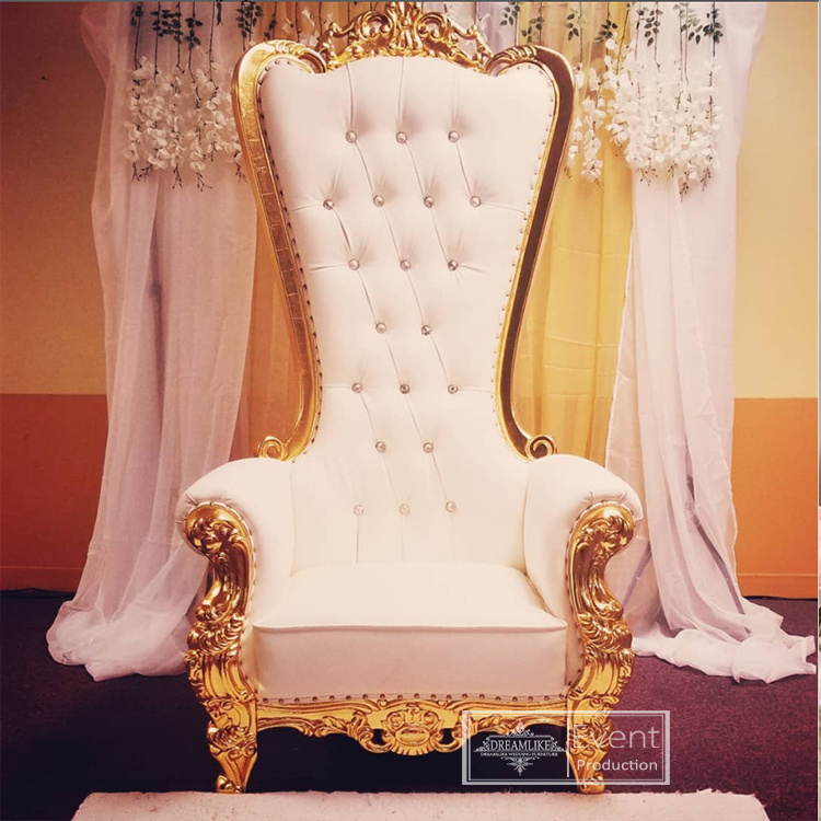 Factory direct sales modern wooden queen king royal wedding high back sofa throne armchairs