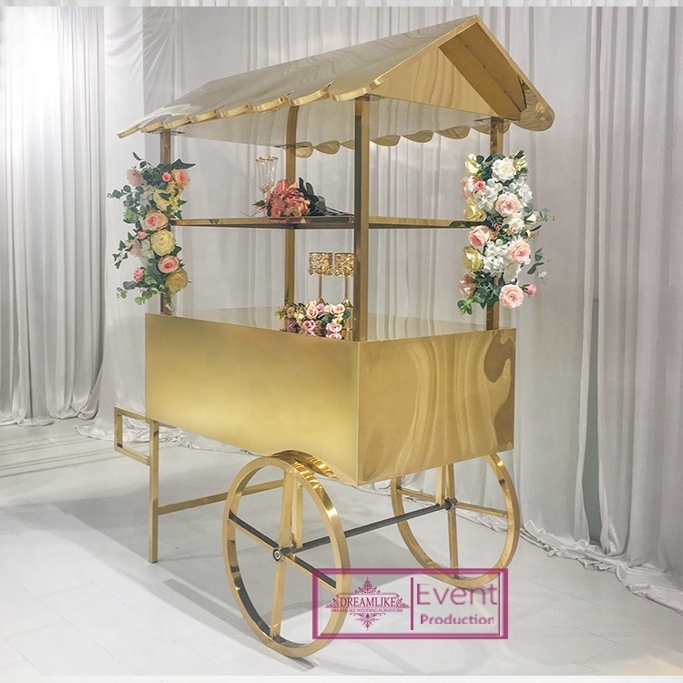 High quality stainless steel candy cart decorated wedding cake flower cart