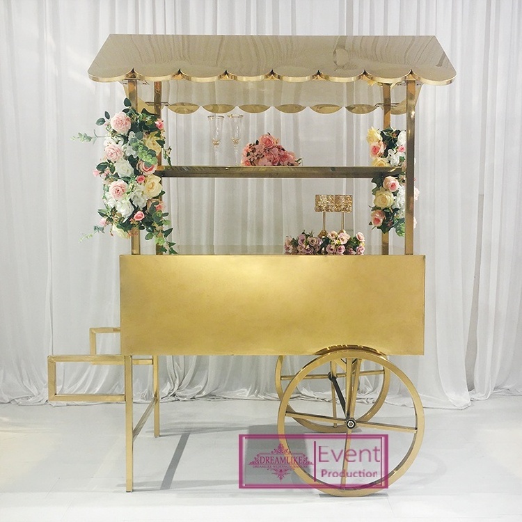 High quality stainless steel candy cart decorated wedding cake flower cart