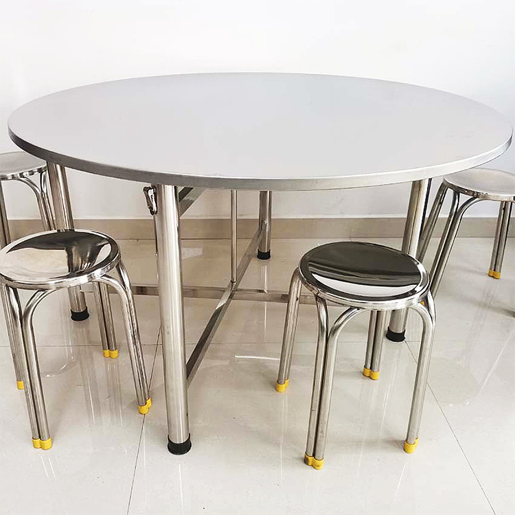 Factory wholesale price round folding stainless steel dining table