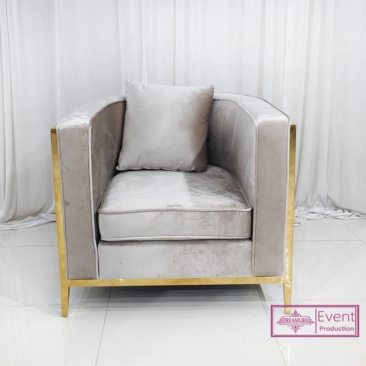 Dreamlike furniture suppliers gold stainless steel white pu leather wedding sofa