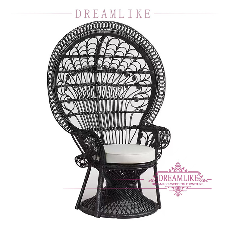 Wholesale Outdoor Furniture Leisure Handmade Natural Rattan Wicker Garden Arm Wooden Lounge Peacock Chair