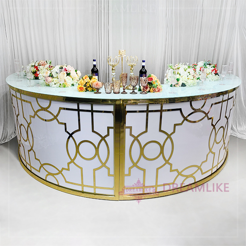 New Design Foldable Gold Stainless Steel 24k Pure Draw-Bar Box Bar Tables for Wedding Events Home Hotel Pub Furniture