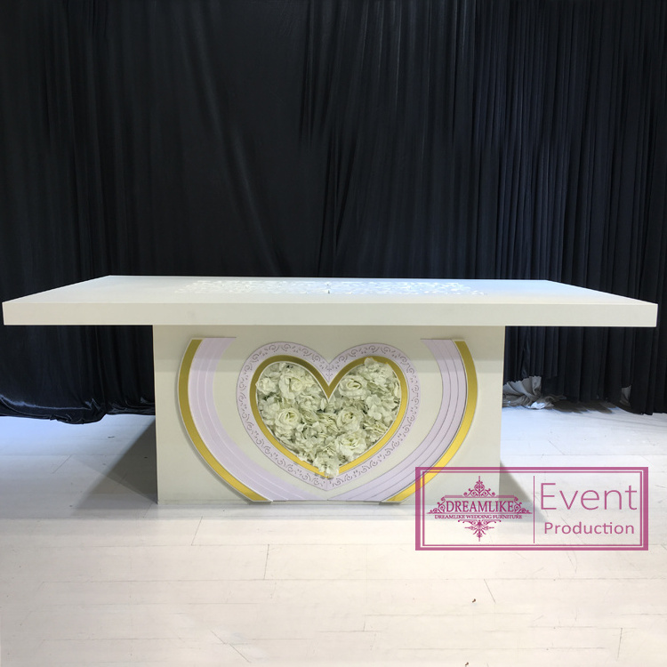 Wedding events  banquet table love heart PVC and flower decorative table wedding