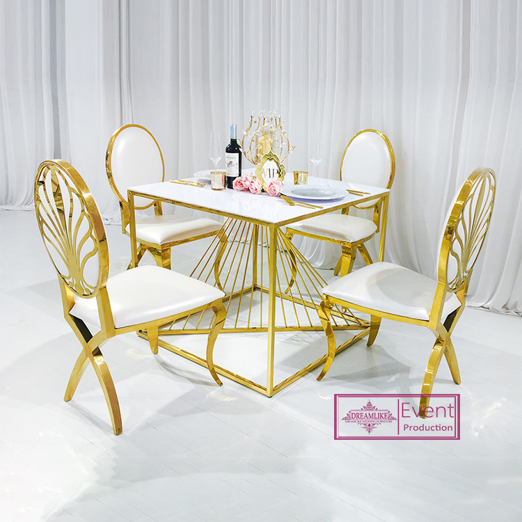 royal flower carved high back golden metal cross legs cozy leather cushion banquet chairs for wedding