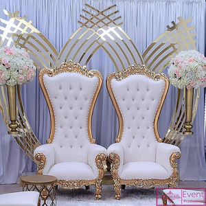 Factory direct sales modern wooden queen king royal wedding high back sofa throne armchairs