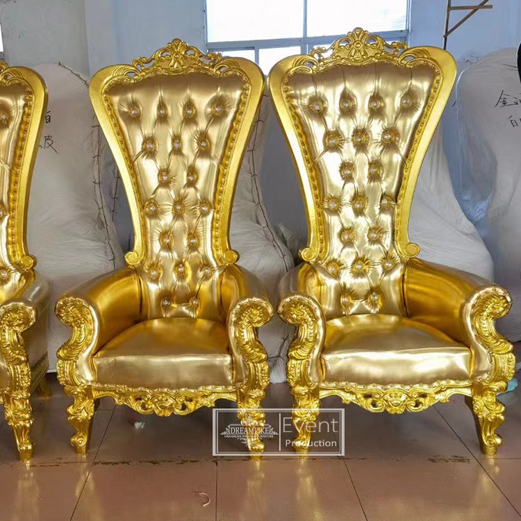 Factory direct sales modern wooden queen king royal wedding high back sofa throne armchairs