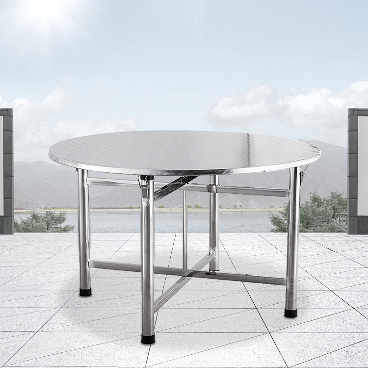 Factory wholesale price round folding stainless steel dining table