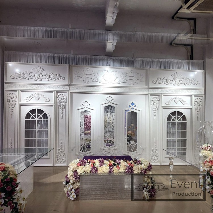 Luxury Dreamlike furniture wedding white backdrops with wood base