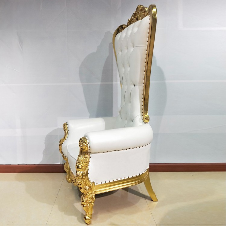 Modern Design King and Queen High Back Throne Chairs Luxury Gold Leather Seating for Restaurant or Bar for Groom and Bride