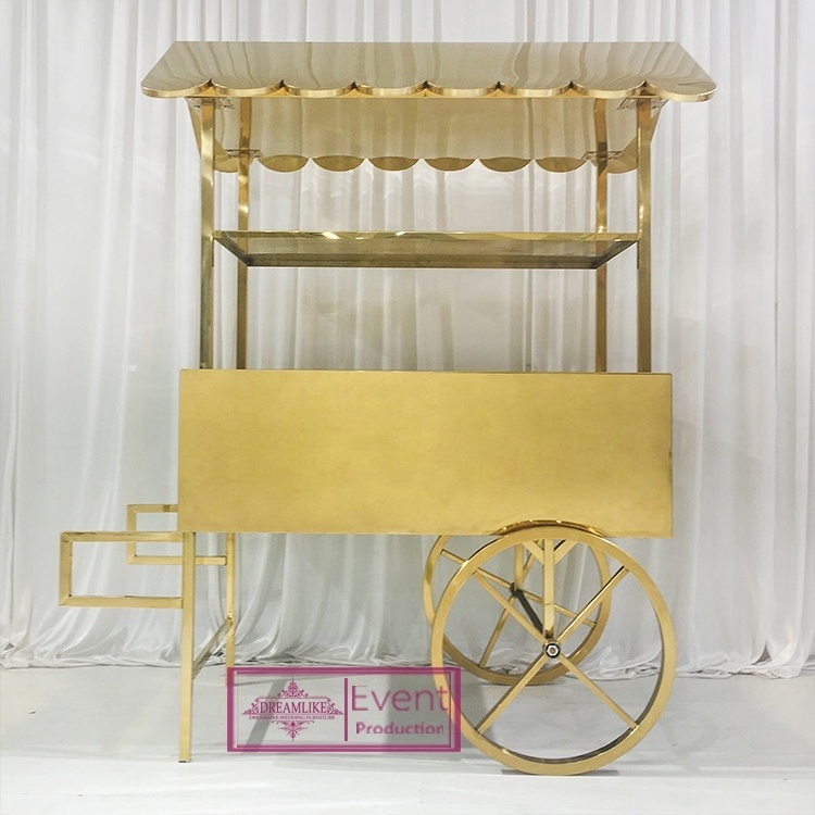 High quality stainless steel candy cart decorated wedding cake flower cart