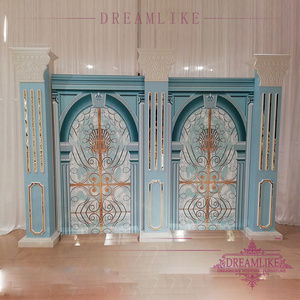 Mediterranean blue dreamlike furniture rectangular plastic pvc base blue arch window gate wedding stage backdrop