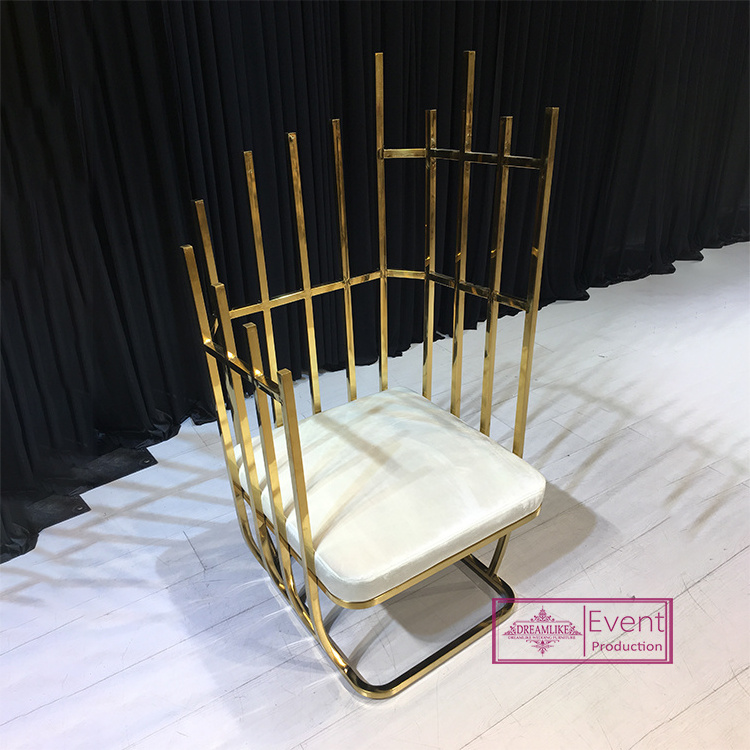 New Design Event Party Hotel Design Gold Stainless Steel Birdcage Wedding Chair For Sale