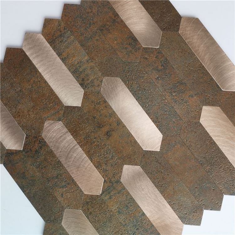 Hexagon Size Room Wall Floor Kitchen Backsplash Peel And Stick Metal Mosaic Tile