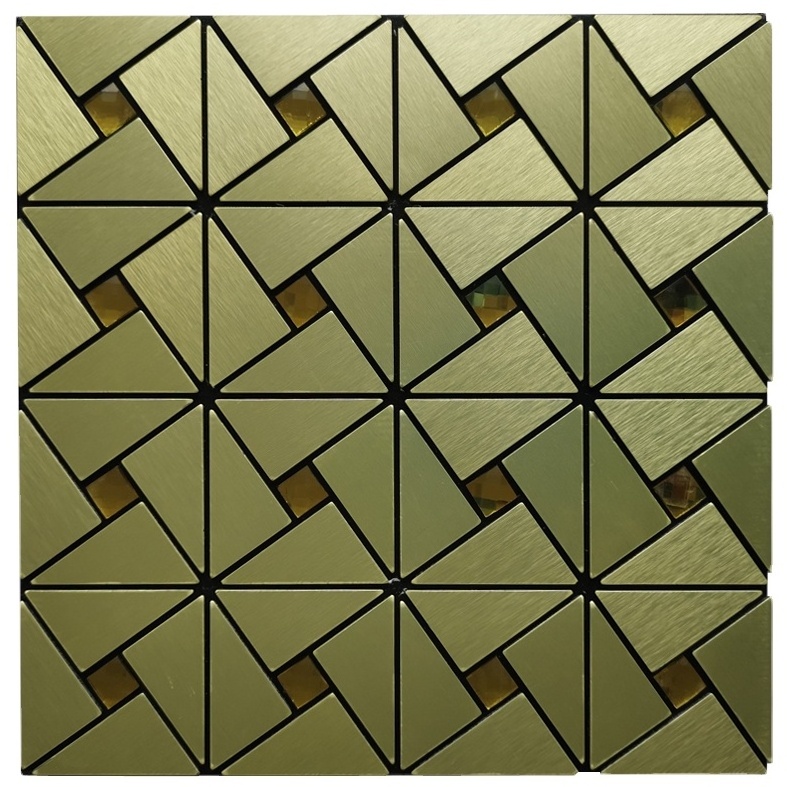 Golden and Silver Color Peel and Stick Backsplash Metal Mosaic tile