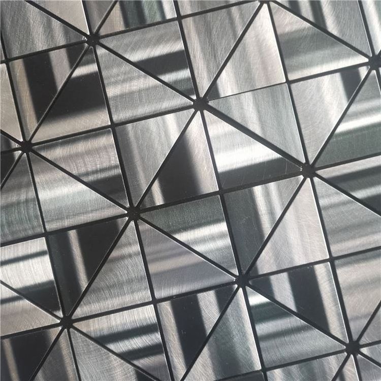 Wholesale Customized 3D Peel And Stick Backsplash Silver Floor Wall Metal Mosaic Tiles