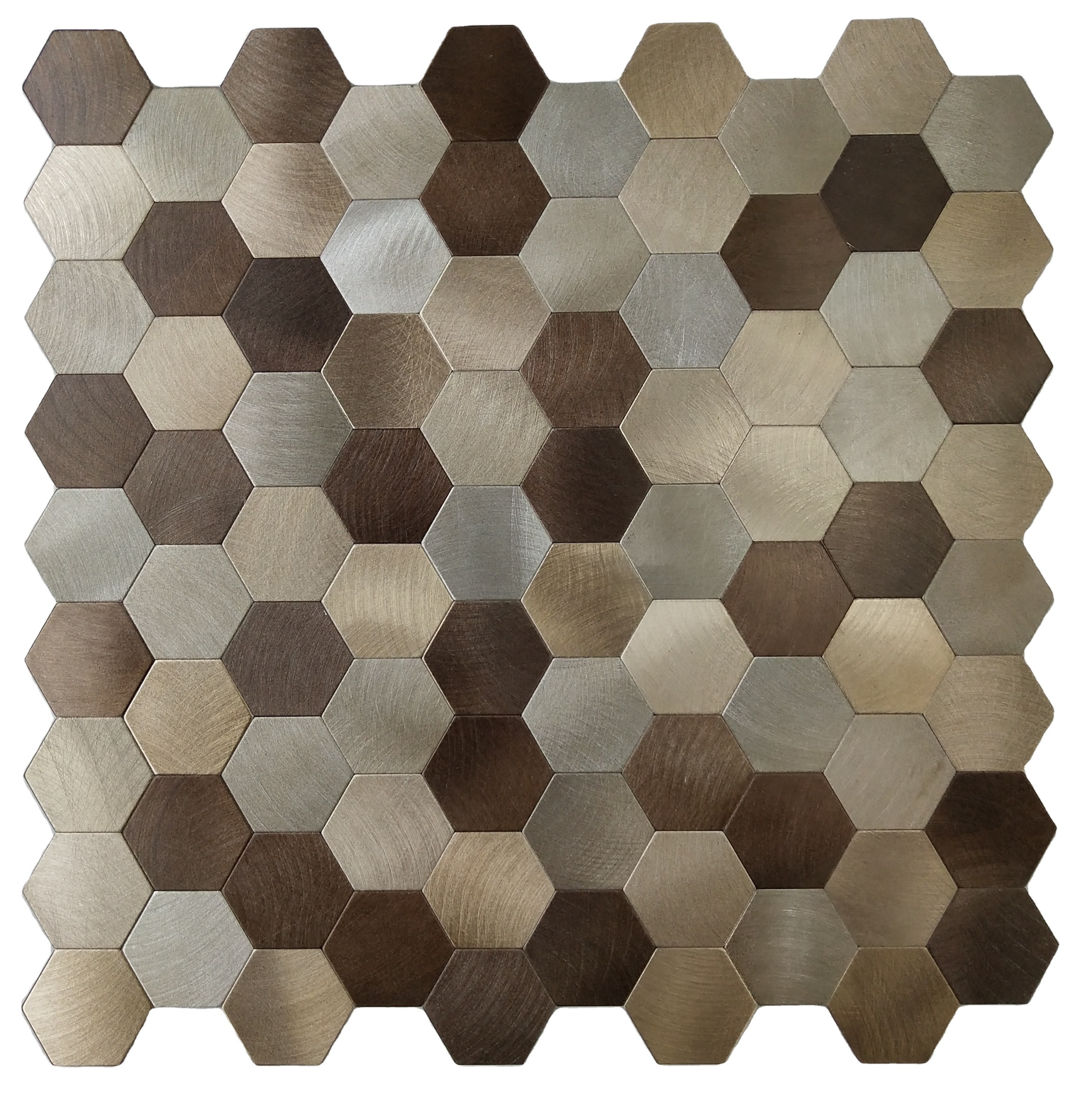 new design self adhesive tile Brown metal and glass mosaic tile Hexagon tile  for Kitchen Backsplash