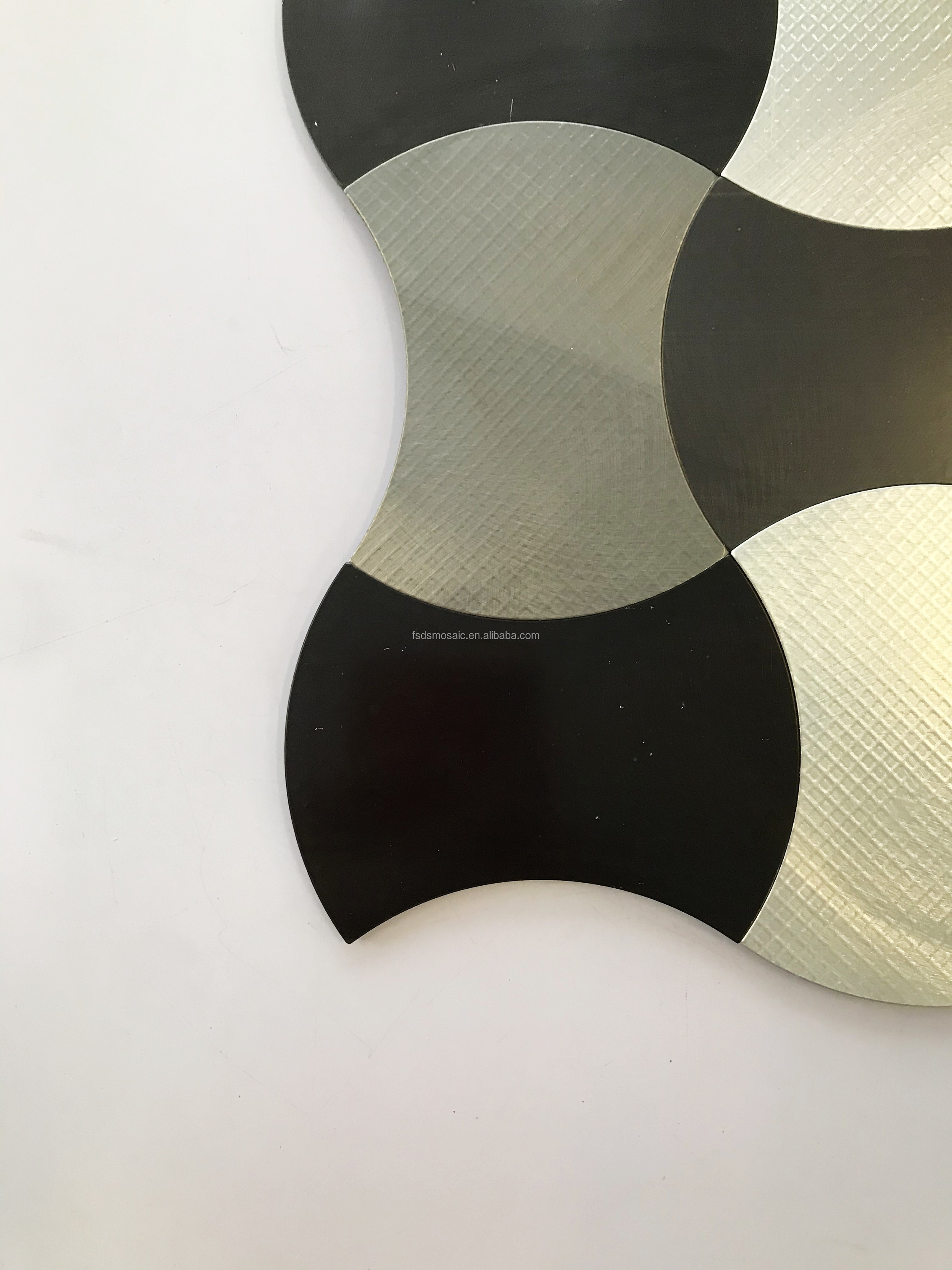 Black White Aluminum Self Adhesive Peel Stick Mosaic Tile