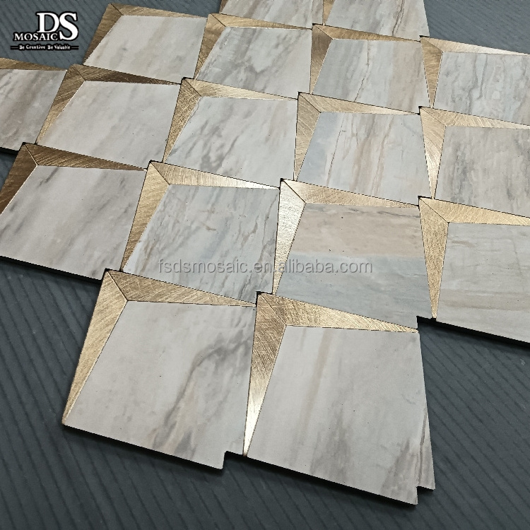 Stone Pattern Diamond Shape Backsplash Wall Tile Self Adhesive Aluminum Tiles Mosaic Peel And Stick Mosaiken